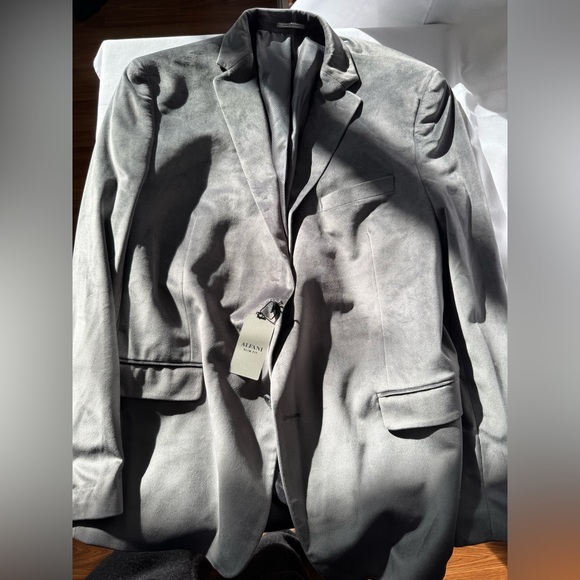 Alfani Men's Slim Fit Solid Velvet Sport Coat Grey 48R - Picture 3 of 10